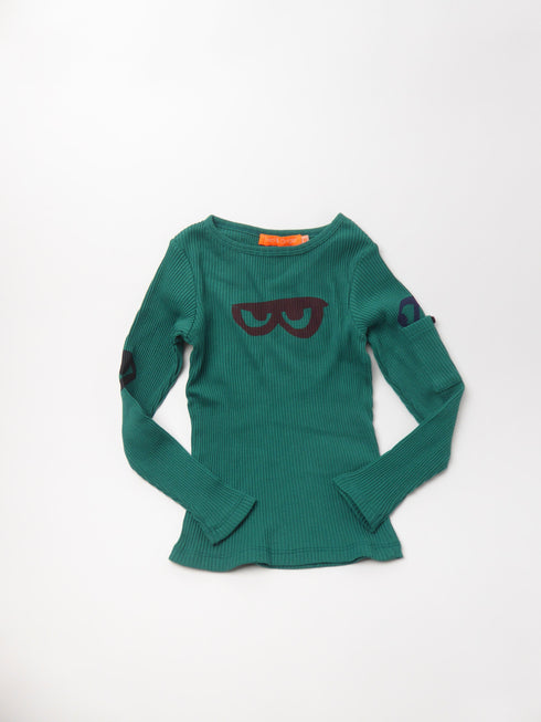 T-shirt lang (98) Groene longsleeve met ogen